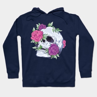 Skull and Peonies Sugar Tattoo Style Hoodie